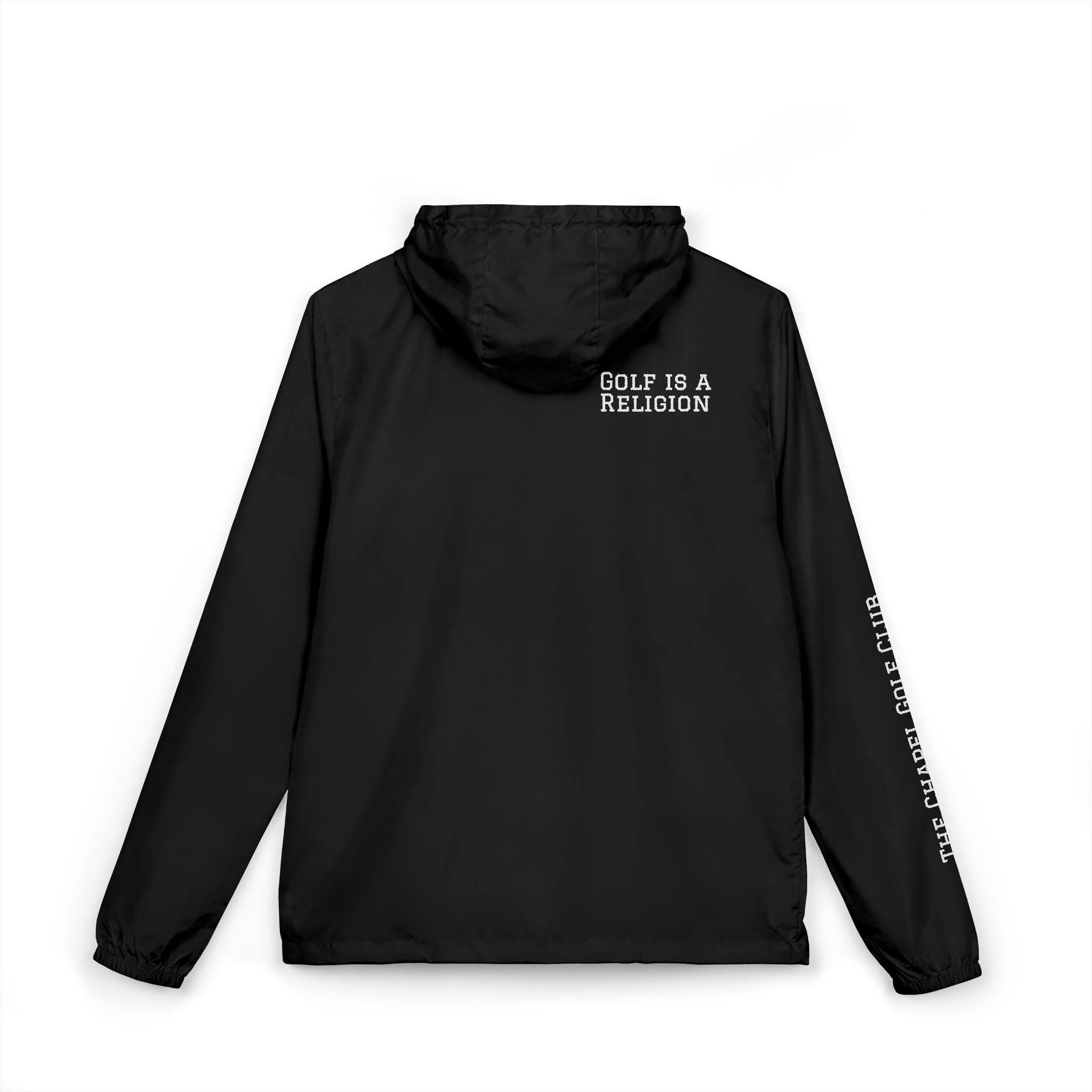 Windbreaker Jacket — 'Golf Is A Religion' Casual Golf Hooded Zip-Up