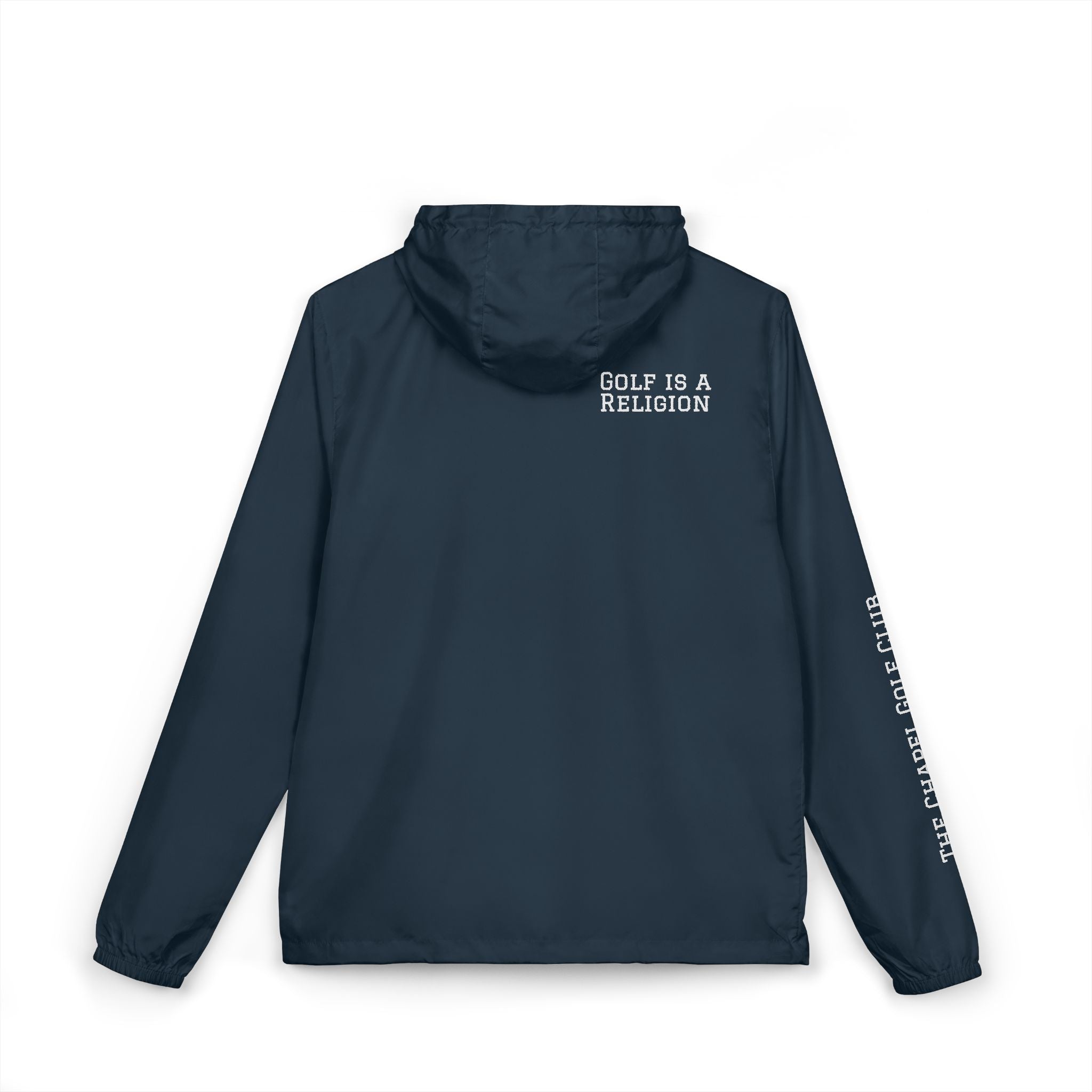 Windbreaker Jacket — 'Golf Is A Religion' Casual Golf Hooded Zip-Up