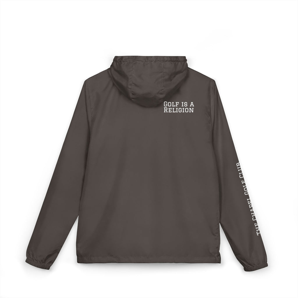 Windbreaker Jacket — 'Golf Is A Religion' Casual Golf Hooded Zip-Up